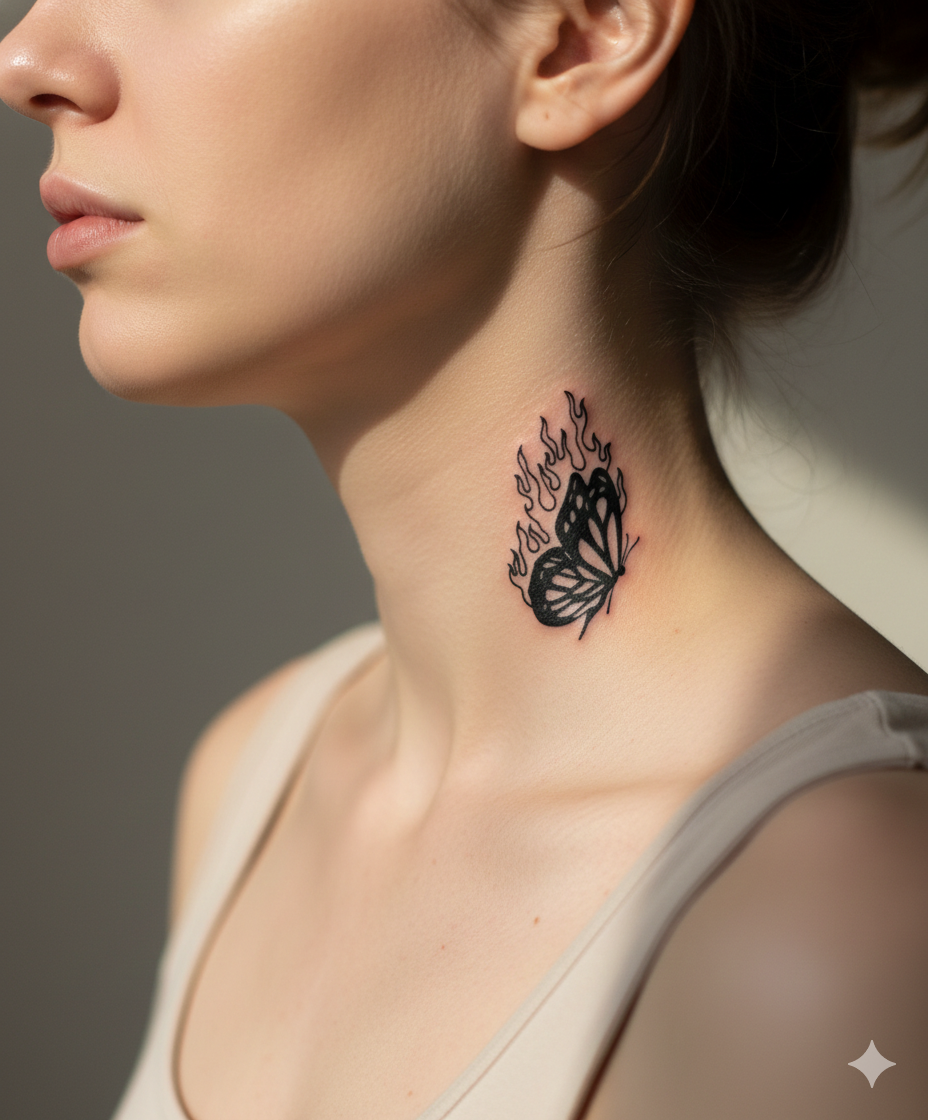 Fiery Butterfly – Semi‑Permanent Tattoo